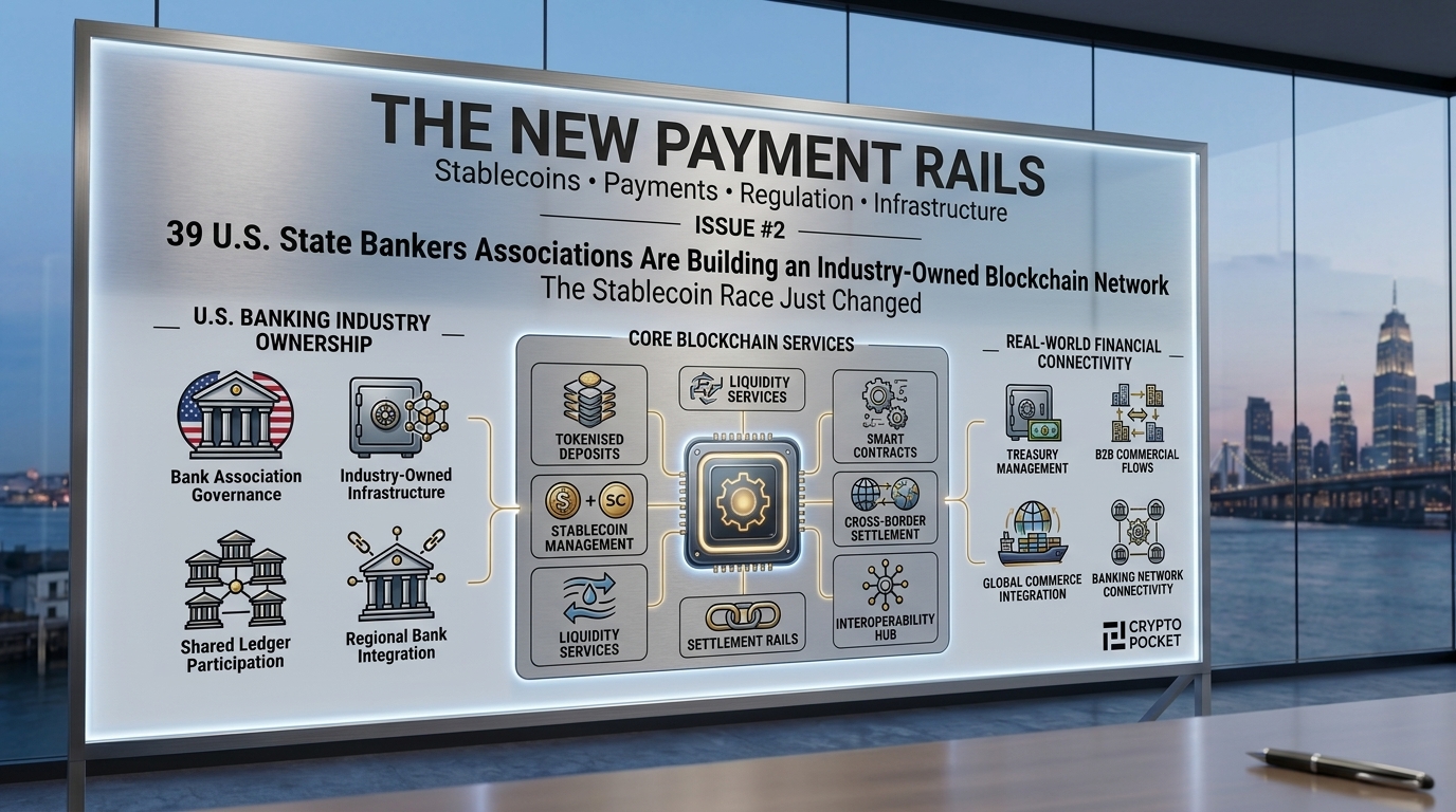The New Payment Rails — Issue #2: 39 U.S. state bankers associations are building an industry-owned blockchain network. The stablecoin race just changed.
