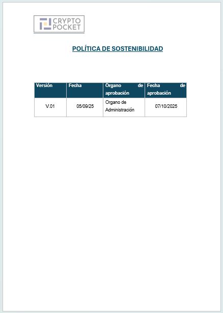 CryptoPocket Sustainability Document